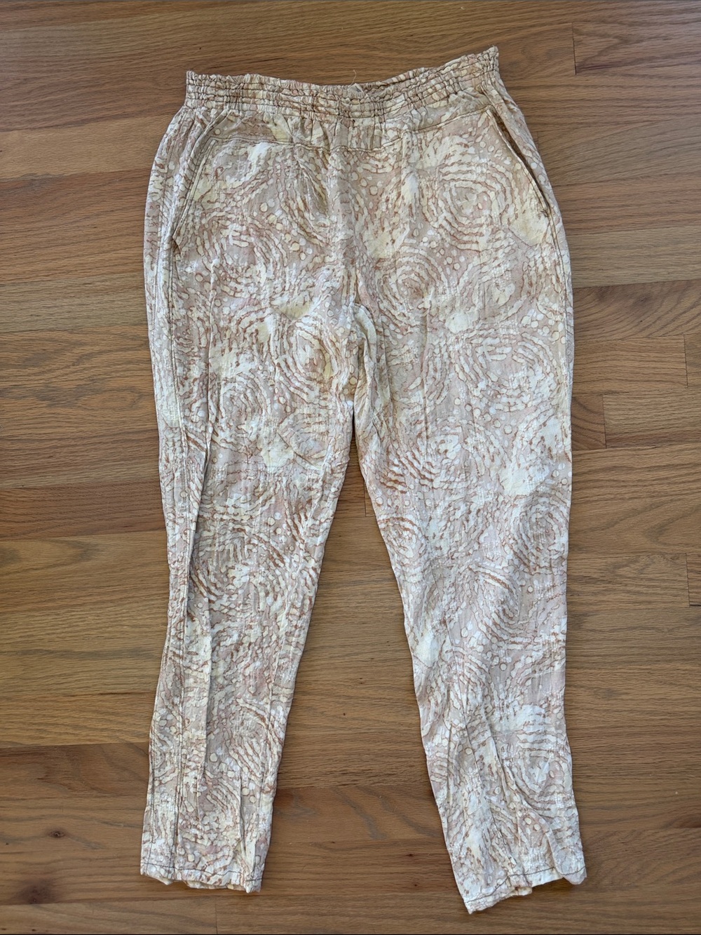 Hei Hei by Anthropologie S Abstract Batik Print Pull-On Pants Boho Neutral